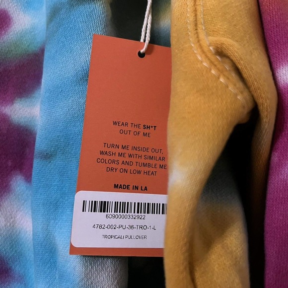 La Detresse NWT Womens Tie Dye Tropicali Pullover Sweatshirt Sz L Relaxed Fit - Picture 4 of 6
